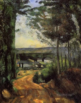  trees Canvas - Road Trees and Lake Paul Cezanne